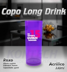 Copo Long Drink Acrílico Roxo 330 ml